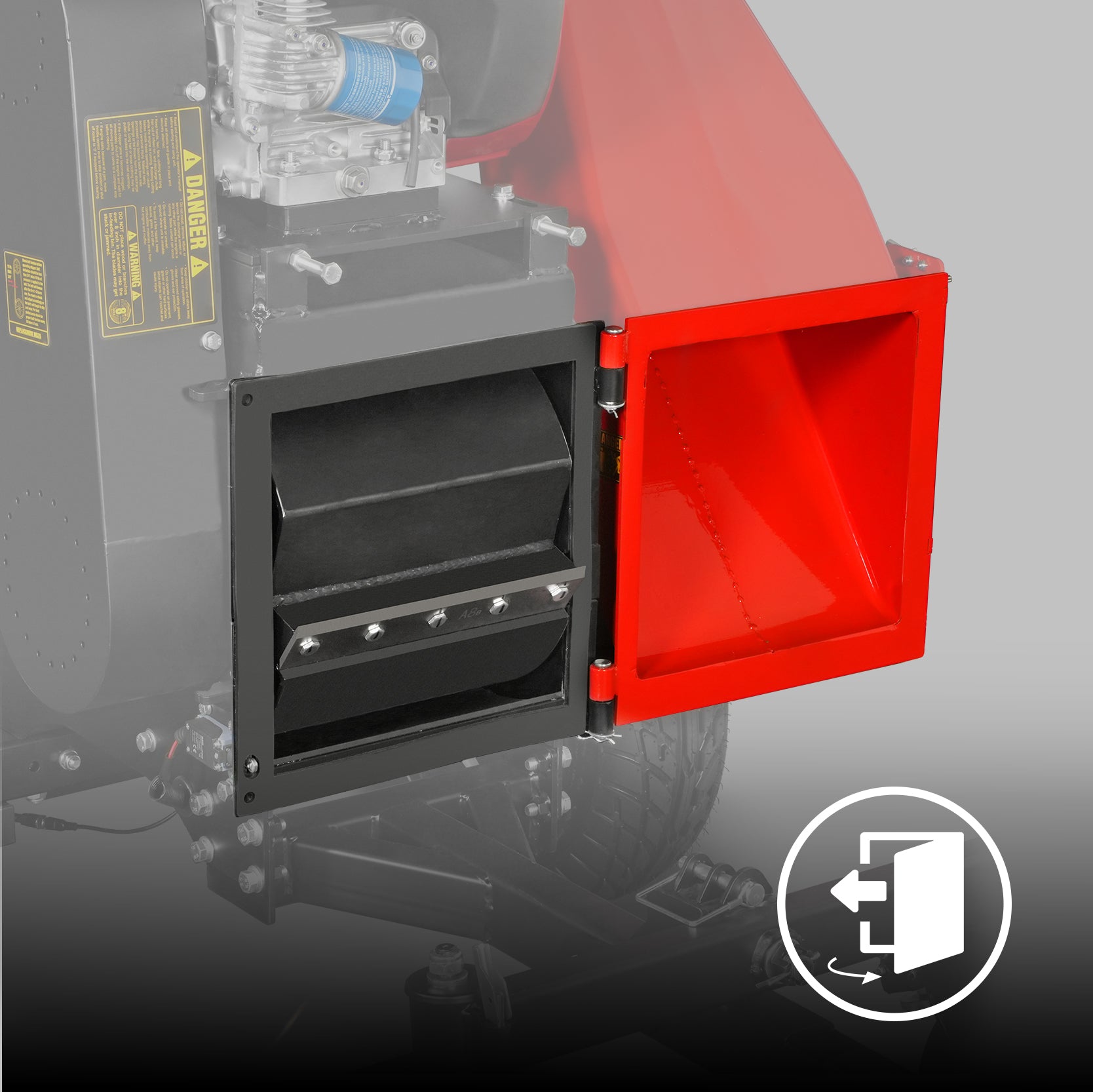 QUICK-OPEN DISCHARGE CHUTE